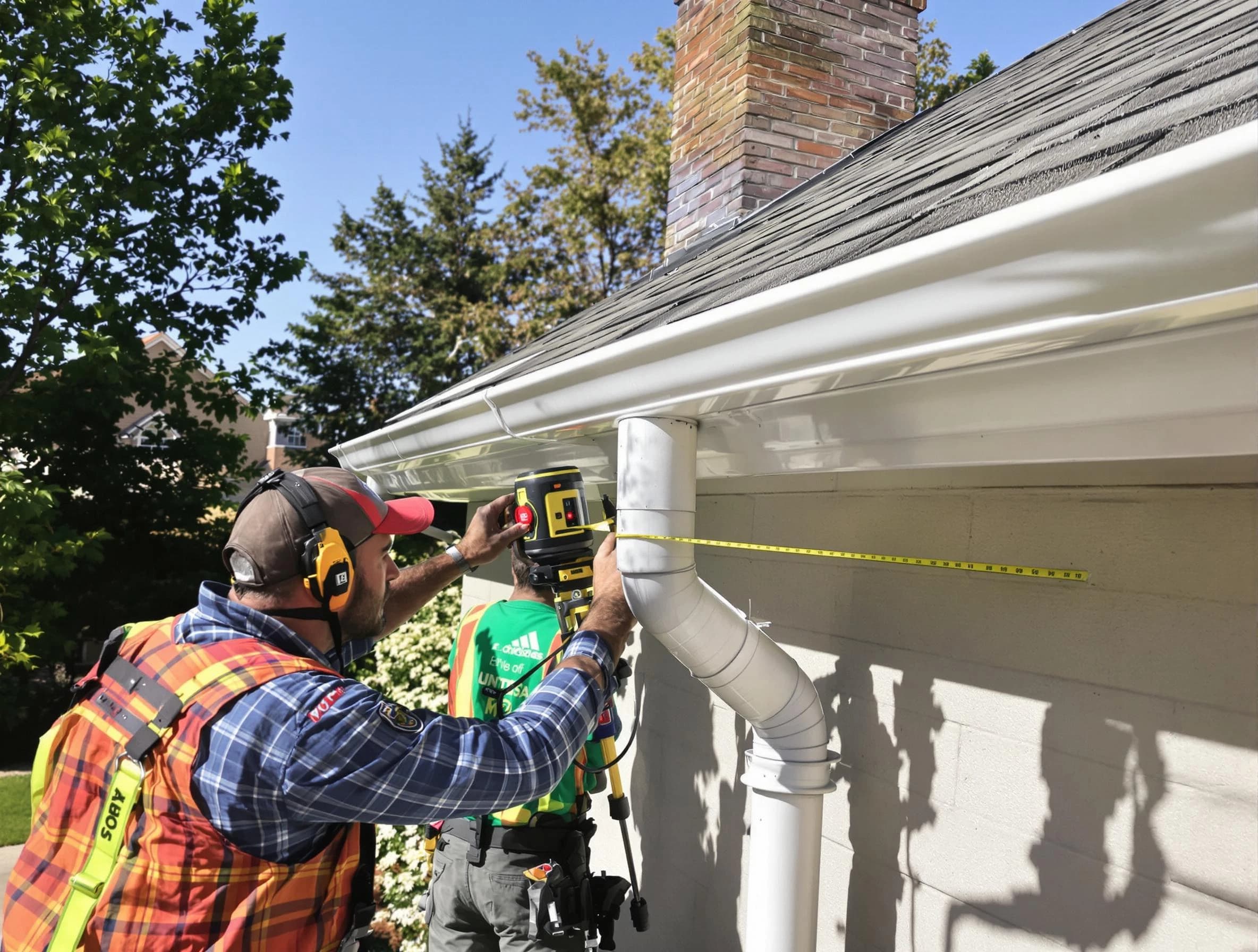 Shaker Heights Roofing Company installing downspouts at a property in Shaker Heights, OH