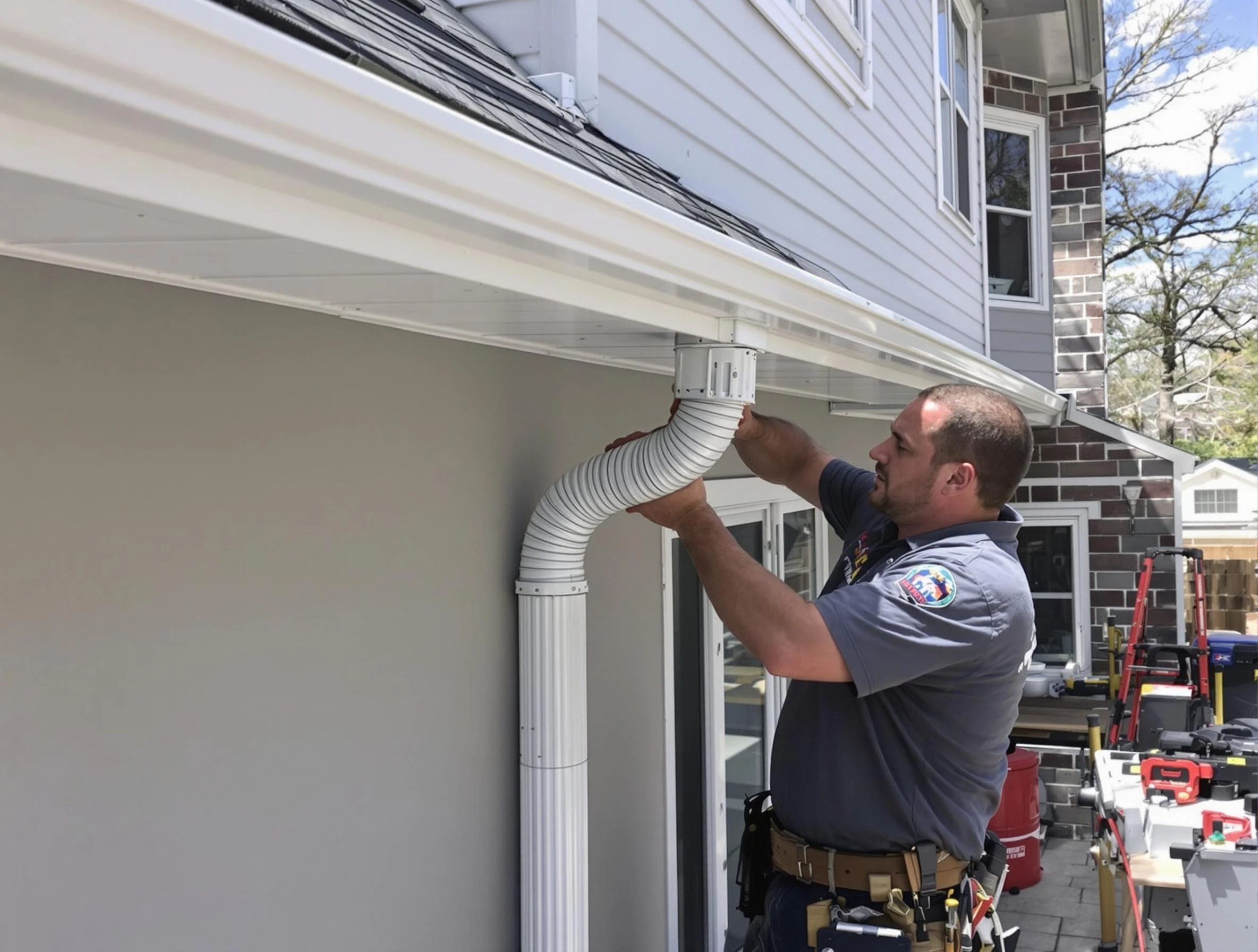 Downspouts installed by Shaker Heights Roofing Company to guide water away in Shaker Heights, OH