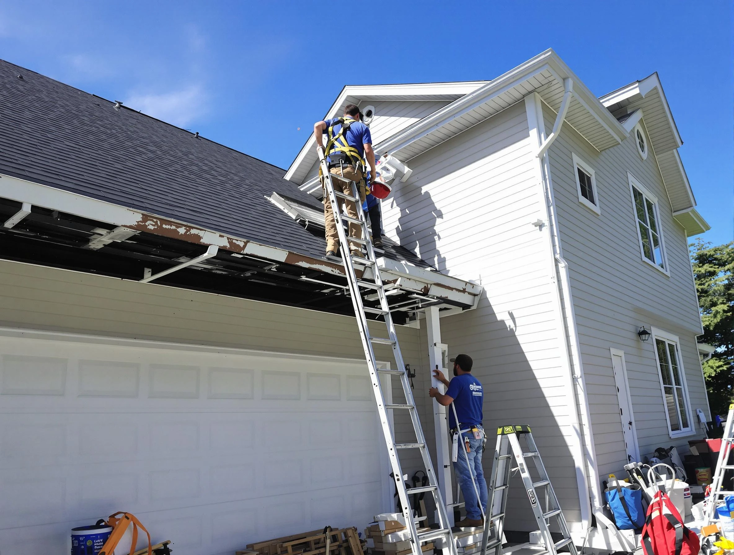 Newly replaced gutters by Shaker Heights Roofing Company in Shaker Heights, OH