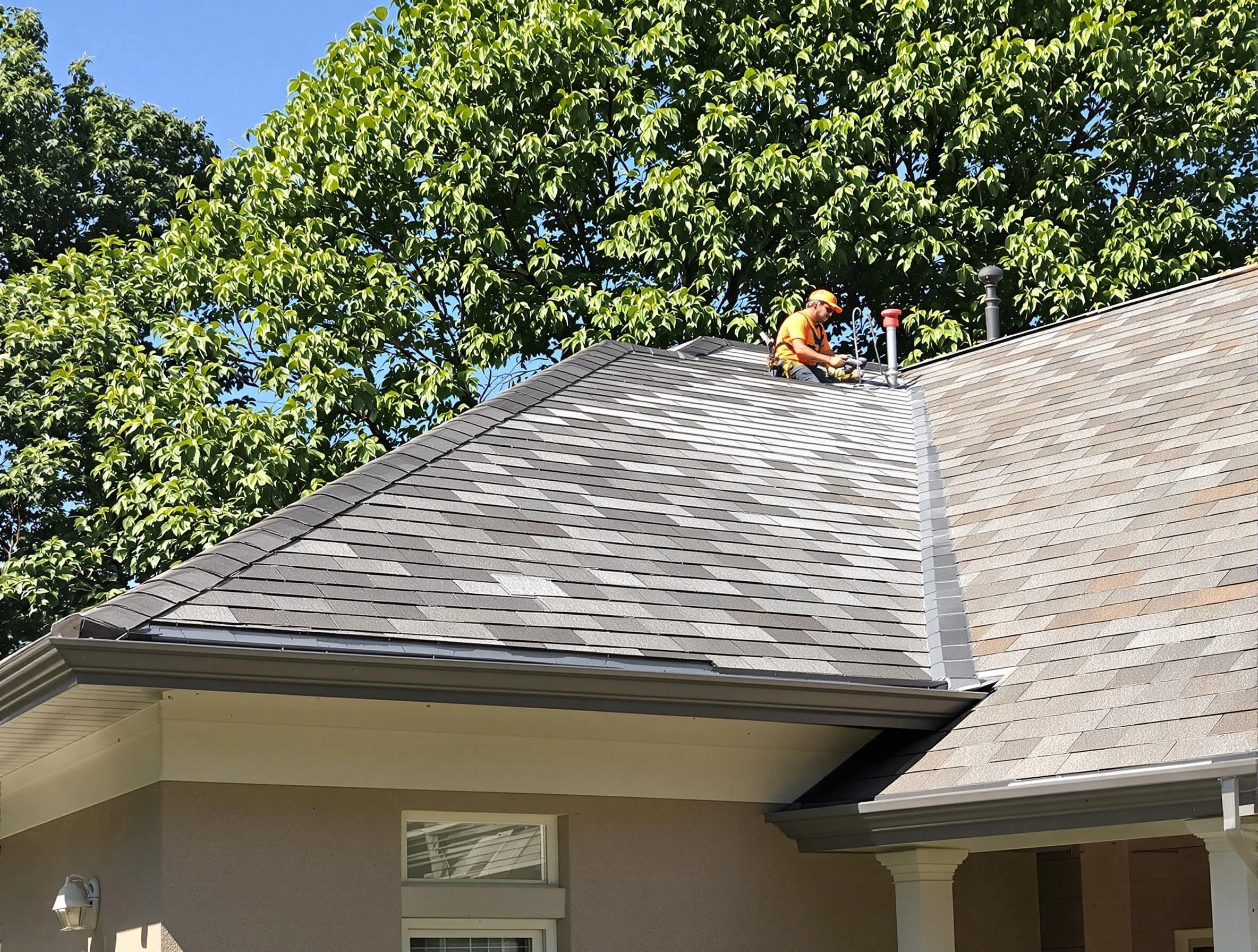 Newly completed shingle roofing by Shaker Heights Roofing Company in Shaker Heights, OH